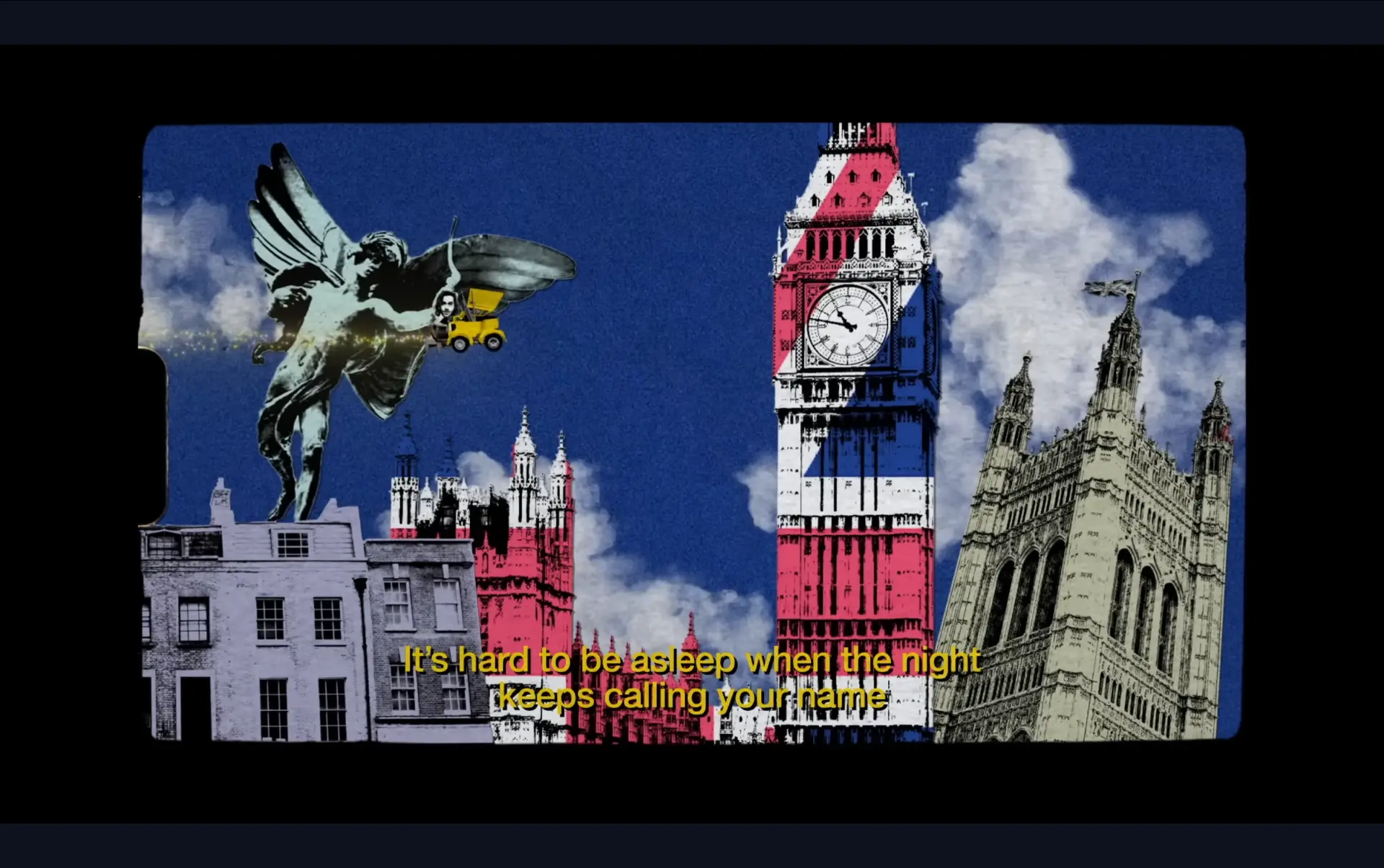 Better Days music video London collage with lyric subtitles